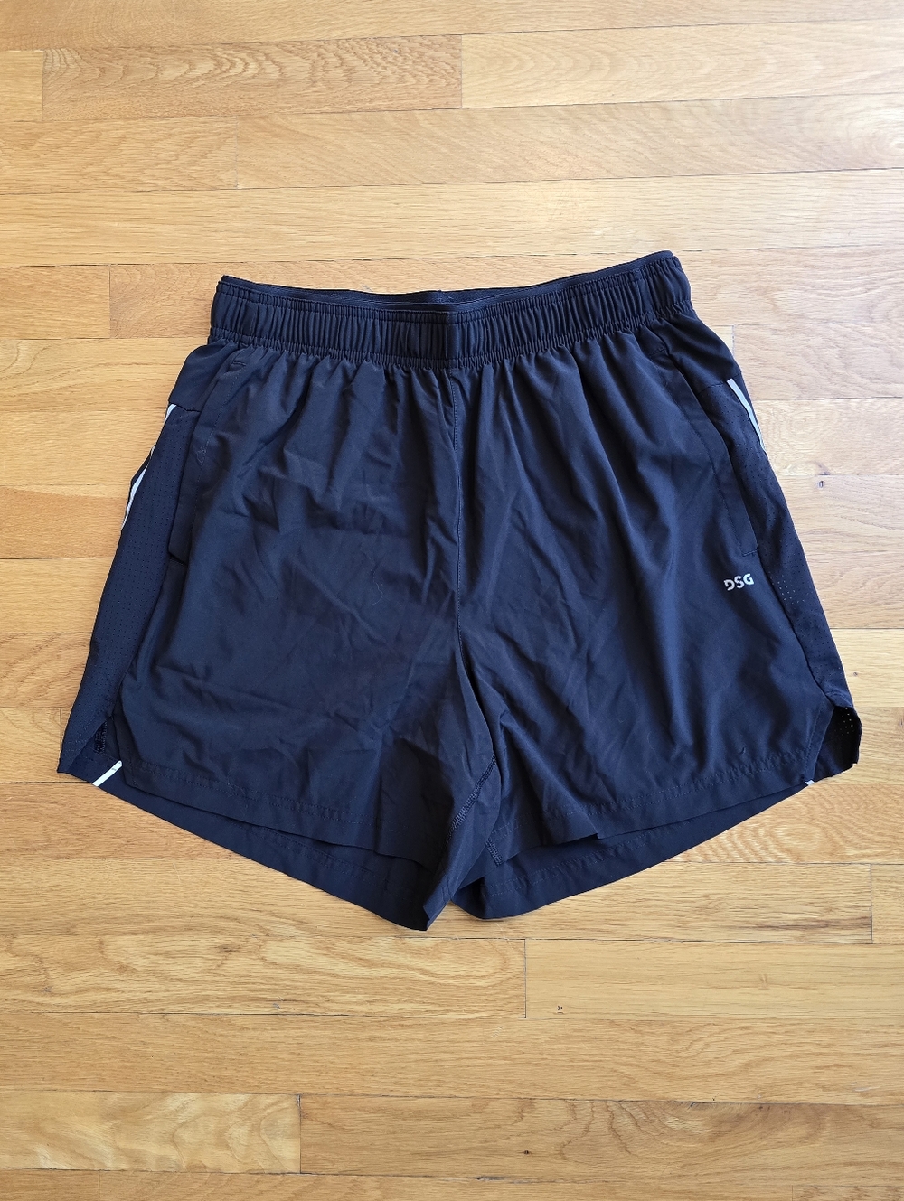 DSG Men's Stride Athletic Running Shorts with Built-In Brief | Black|  Medium